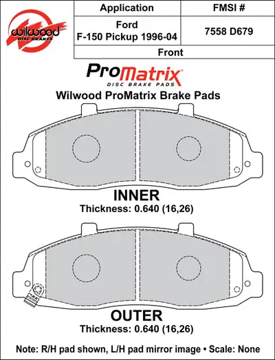 Wilwood Brakes 1997 - 2004 Ford, Lincoln Original Equipment Pads - 150-D0679K
