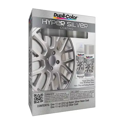 Dupli-Color Hyper Silver Coating; Silver/Clear; 11 Oz. 2can Aerosol Kit