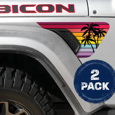 Under The Sun Inserts Palm Trees 2pc Vinyl Fender Decal