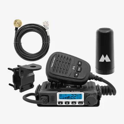 Midland Radios MXT115 Mobile with Mirror Mount 3dB Gain Antenna Rollbar Mount 6M Antenna Cable
