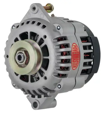 Power Master Racing Alternator; GM AD230; 165 Amp; 1 Groove V Type Pulley; 6.61 in. Straight Mount; Side Battery Post; Natural Finish;