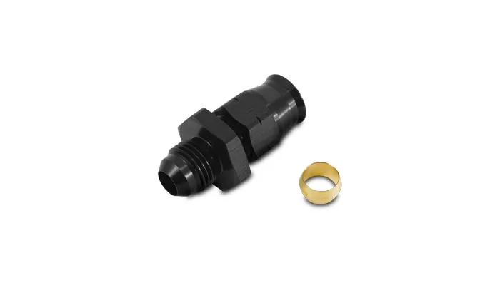 Female AN to Tube Adapter Fitting; -10AN; 0.625 in. Tube OD; 6061 Aluminum; Black Anodized; Male AN Adapter w/Brass Olive Inserts; product image