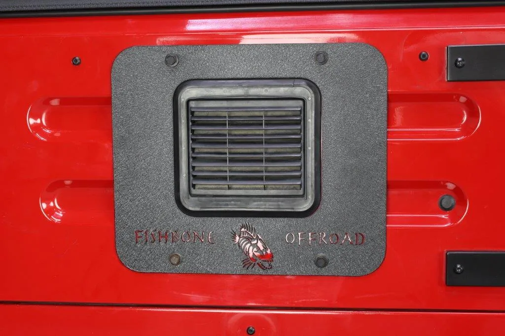 Jeep TJ Tailgate Plate 97-06 Wrangler TJ Black Textured Powercoat Aluminum BackSide Series Fishbone Offroad product image