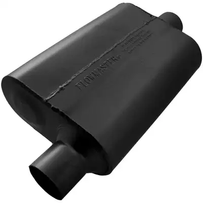 Flowmaster 40 Series Delta Flow Muffler 2.50in IN (O) / OUT (C): ea 16 Gauge Aluminized Steel