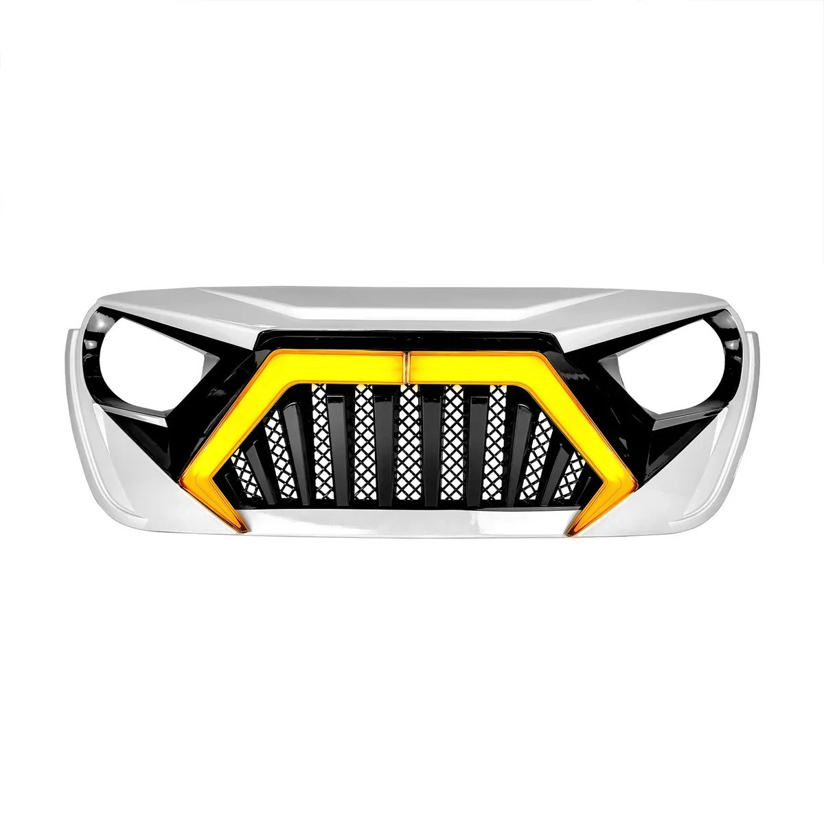 Goliath Grille W/ LED DRL and Turn Signals - White & Black For 18+ Jeep Wrangler JL & Gladiator JT | In Stock On Apr 30 product image