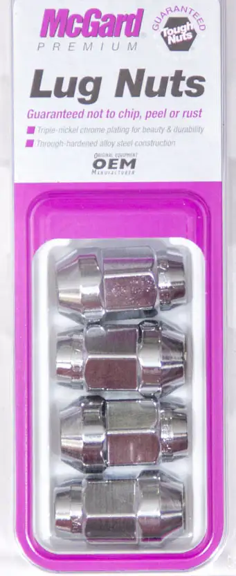 McGard Hex Lug Nut M12x1.5 Cone Seat Bulge 3/4 Hex 1.45 in Oal Chrome (4 Pk)