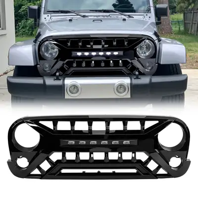 AMERICAN MODIFIED American Modified Amjpaa00135 Armor Grille With Off-Road Lights - Glossy Black