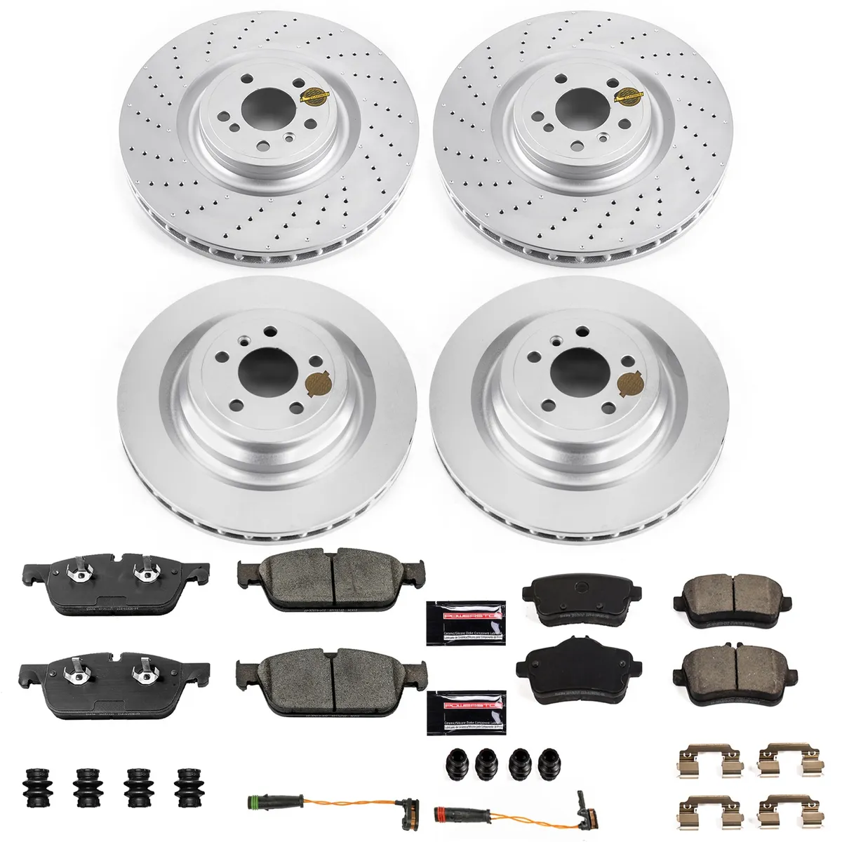 Z23 Sport Geomet Coated Rotor Kit For European Vehicles: Genuine Geomet Fully Coated Rotors; Carbon-Fiber Ceramic Pads W/Hardware; Pad Sensors product image