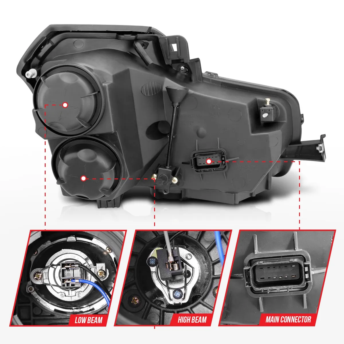 Projector Headlight Set w/Halo; Clear Lens; Black Housing; Pair; CCFL; product image