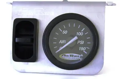 Ridetech 1-Way On-Demand Analog Control Panel For Air Suspension 1 Single Needle Black Face Gauge 1 Electric/Pneumatic Toggle Switch And A Stainless Steel Panel Ridetech