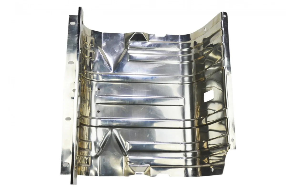 Jeep CJ/YJ Gas Tank Skid Plate with strap 76-90 CJ and Wrangler YJ Polished Silver Kentrol product image
