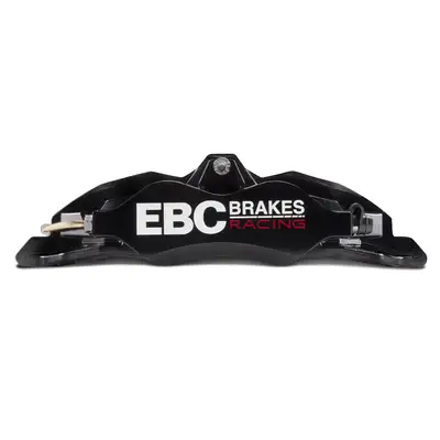EBC Brakes Apollo-6 Brake Caliper; Black Caliper; Front Left Trailing Axle Position; 140 Bar Max Working Pressure; Aluminum 2-pc. Bolted Body; DP002 EBC Pad Shape;