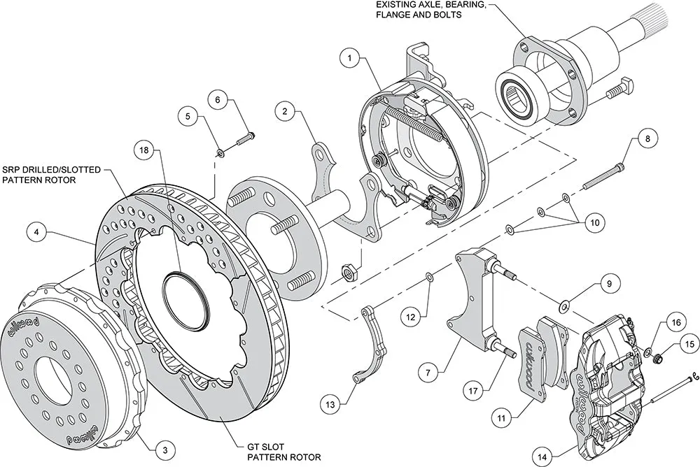 Wilwood AERO4 Rear P-Brake Kit 14.00in Big Ford 2.50in Offset product image