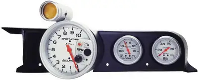 AutoMeter Gauge Mount, Dash Top, Triple, (5" Pedestal Tach, 2 5/8"x2), Mustang 87-93 Fox