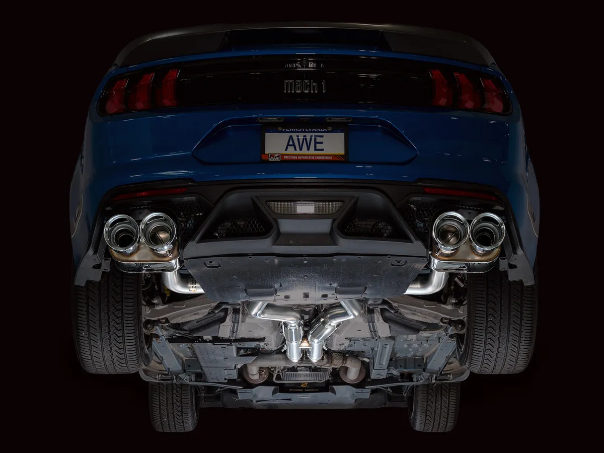 AWE SwitchPath Exhaust for Ford Mustang S550 Mach1 - Quad Diamond Black Tips 3025-43551 product image
