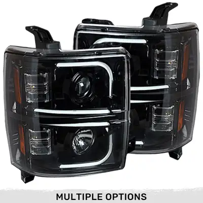Recon Accessories Chevrolet Silverado 25003500 Heavy Duty 14-19 3rd Gen Projector Headlights w Ultra High Power Smooth Oled Halos And