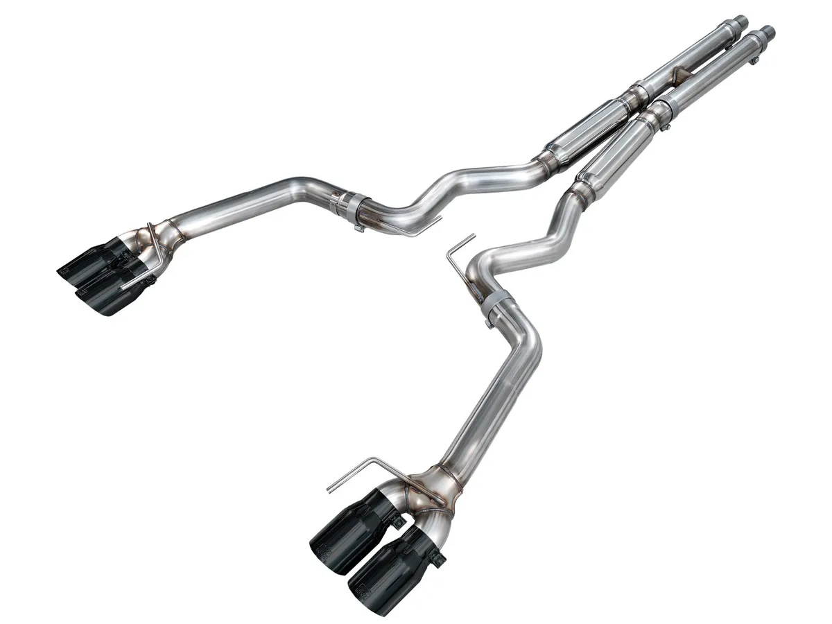 AWE Touring Edition Cat-back Exhaust for the '18-'23 S550 Mustang GT - Quad Chrome Silver Tips product image