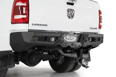 Addictive Desert Designs Dodge 25003500 Bomber HD Rear Bumper with SENSOR MOUNTS set up for Duallys in Hammer Black with Satin Black panels