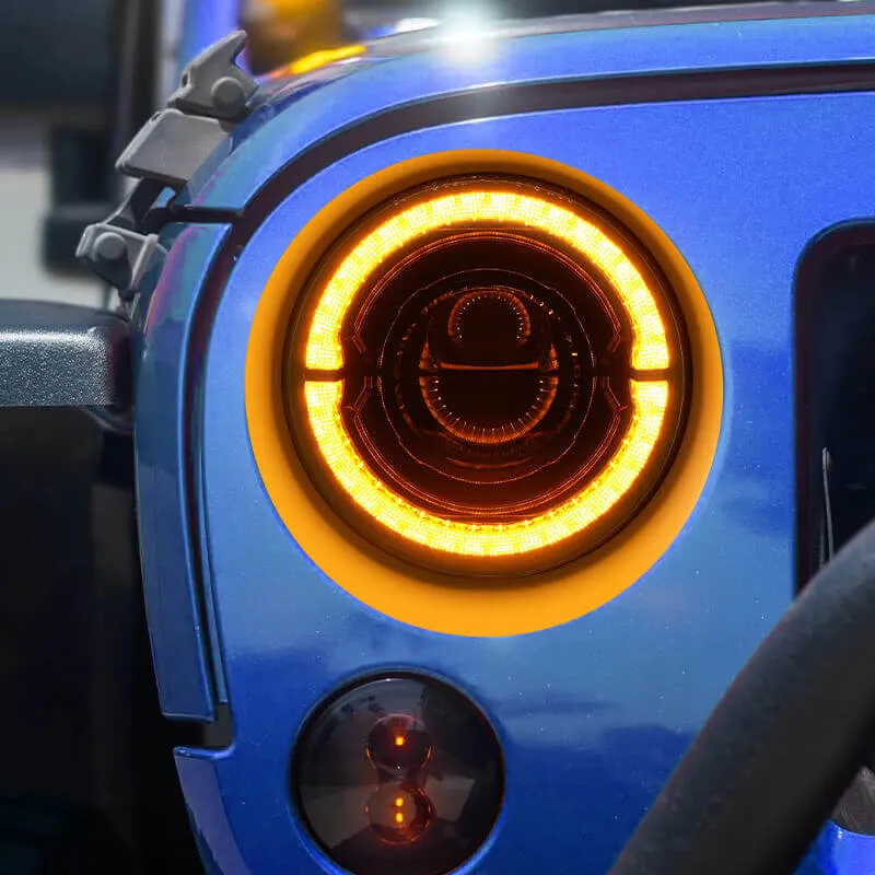 "dot Certified 7"" 80w LED Halo Headlights With DRL & Turn Signals For Jeep Wrangler JK Tj" product image