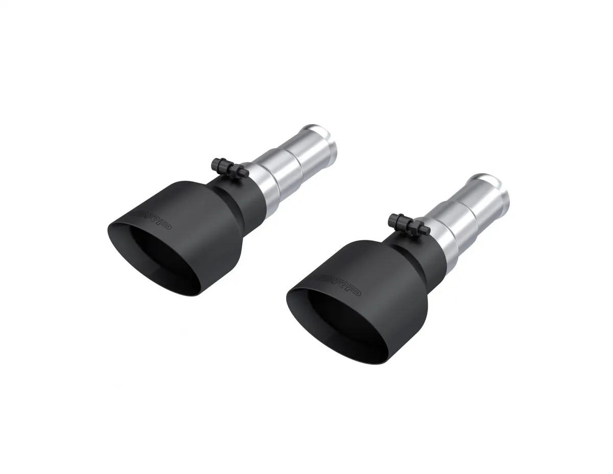 Armor BLK Exhaust Tip; 5 in. Outer Diameter; 3 in. Inlet Diameter; Dual Wall; Angle Cut; Sold In Pairs; Black Coated; product image