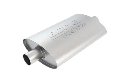 Borla Borla Pro XS Muffler CenterCenter Oval Body 2.25 in. Inlet 2.25 in. Outlet 14 in. x 4 in. x 9.5 in. Body Size 19 in. Overall Length Unnotched T304 Stainless Steel