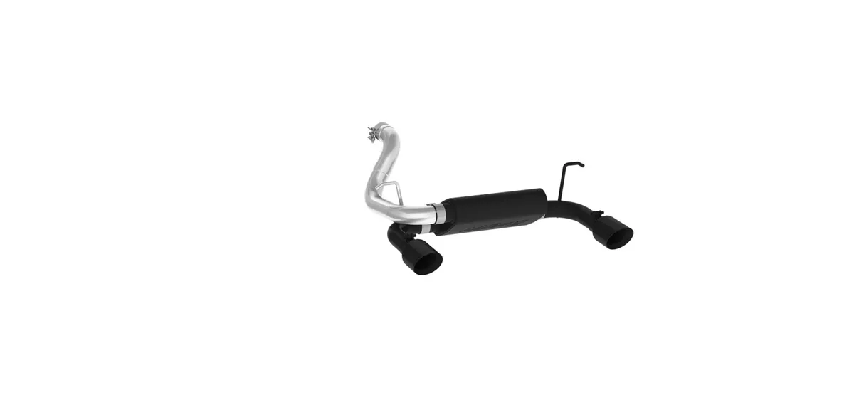 Armor BLK Axle Back Exhaust System; 2.5 in.; Incl. Inlet Pipe/Muffler/Pass. And Driver Side Tailpipe/Clamps/4 in. OD Tips; Dual Rear Exit; Black Coated; product image