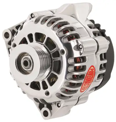 Power Master Alternator; CS130D; Rear Battery Post; 165 Amp; 100 Idle; 6 Groove Pulley; PLFS Voltage Regulator; OE Only; Polished;