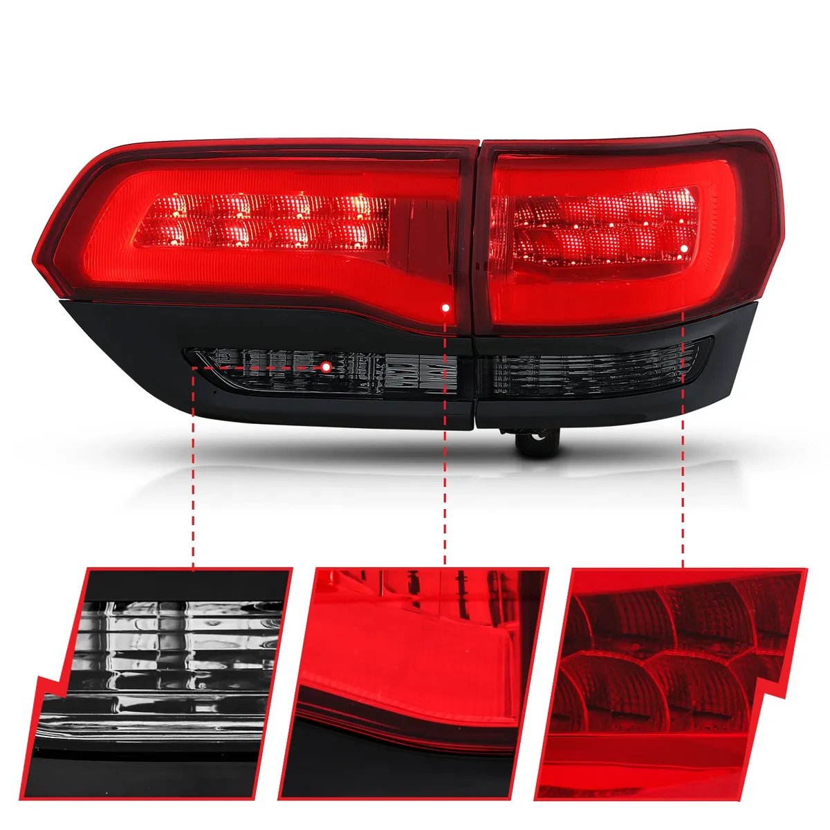 Jeep Grand Cherokee 14-22 LED Tail Light Red/Smoke Lens Black Trim (4pcs) product image