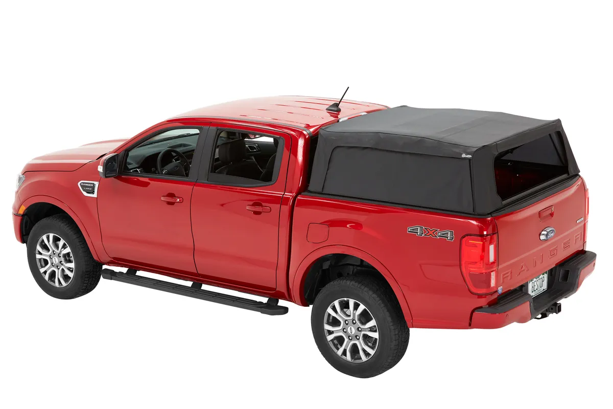 Supertop Truck Bed Cap 2 For Ford 2019-2024 Ranger 5.0 Foot Black Diamond PVC Coated Sailcloth No Drill Bestop product image