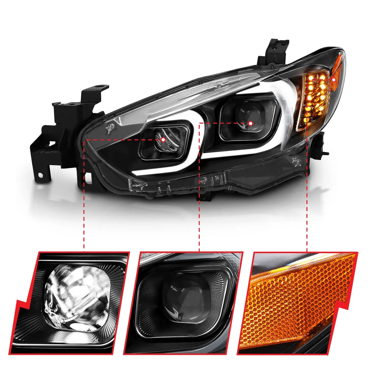 1416 Mazda 6 Projector Headlights W/Plank Style Design Black Drive/Pass product image