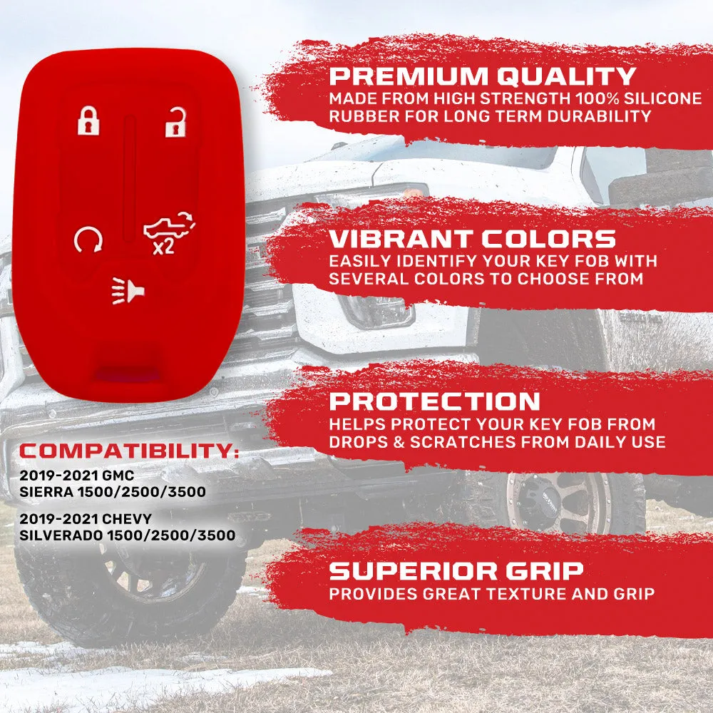 GMC & Chevy 19-21 Sierra & Silverado 1-Piece 100% Silicone Rubber Key Fob Cover - Multiple Colors product image