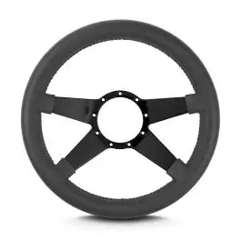 Lokar Lecarra Mark 9 Standard Steering Wheel; Dark Grey; Black Spokes; 14 in. Thick Grip;