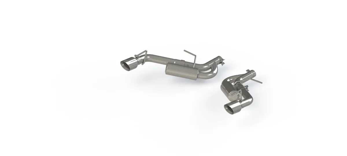 Armor Pro Axle Back Exhaust System; 2.5 in.; Incl. Ext. Pipes/Tailpipes/Hardware/4 in. Outlet Diameter Dual Wall Tips; Split Rear Exit; Non NPP; 304 Stainless Steel; product image