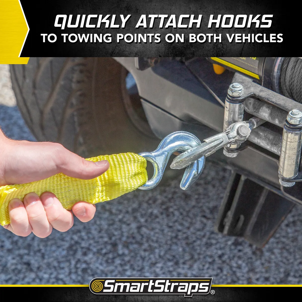 30ft 9000lb Tow Strap With Hooks 1 pk Yellow product image