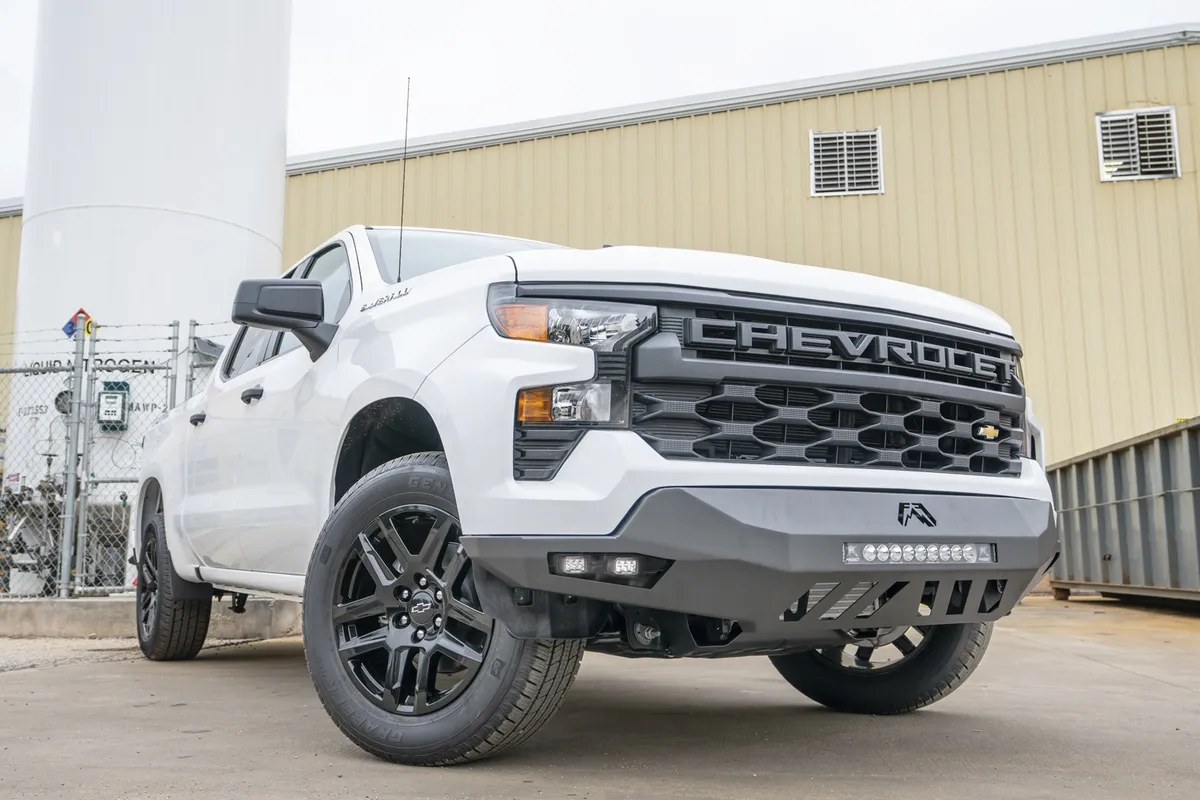 Vengeance Front Bumper; 2 Stage Black Powder Coated; Sensor Bumper; w/No Guard; product image