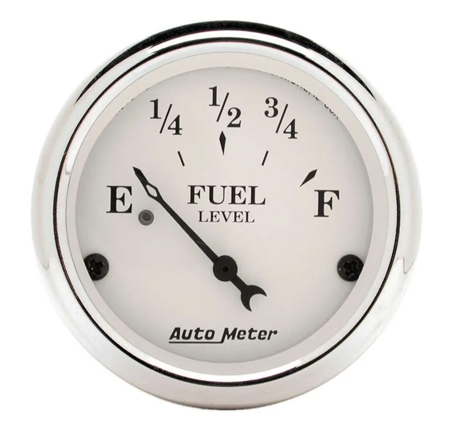AutoMeter Gauge, Fuel Level, 2 1/16", 240OE to 33OF, Elec, Old Tyme White