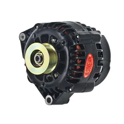 Power Master Alternator; GM CS130D; 165 Amp; 6 Groove Pulley; Left Offset Mount; 1 Wire/OE Hookup; Black Finish;