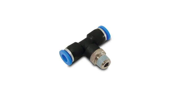 Tee Vacuum Fitting; Male; For 0.25 in. OD; 0.125 in. NPT; 150 PSI Maximum Operating Pressure; Stainless Steel; product image