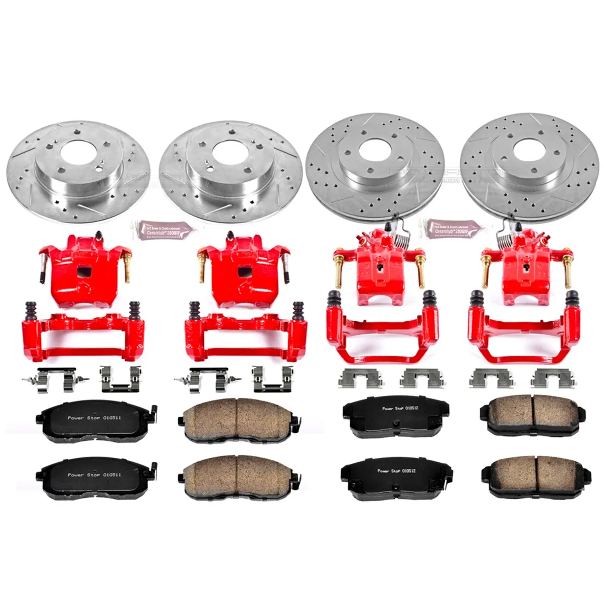 Z23 Evolution Sport Upgrade Kit: Drilled/Slotted Rotors; Carbon-Fiber Ceramic Pads; Powder Coated Calipers product image