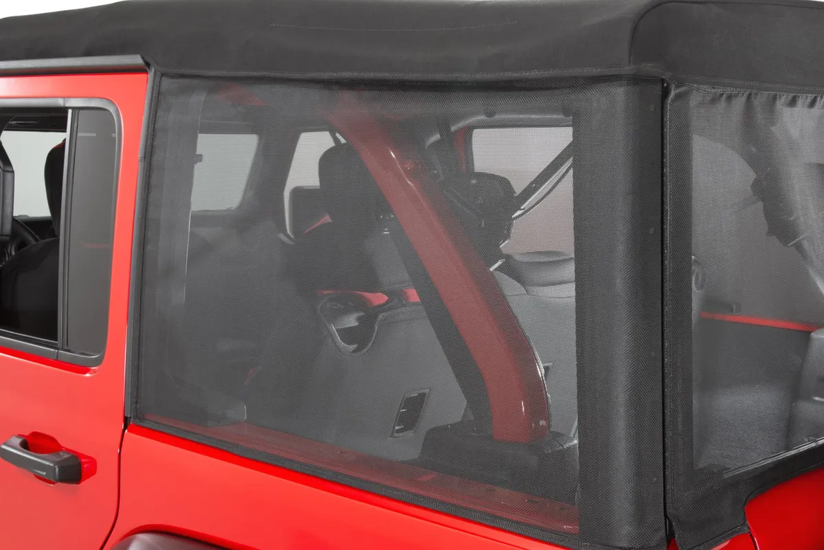 Mesh Trail Screens 2018-2024 4 Dr JLU Wrangler with Factory Soft Top 3 Piece Kit Black Mesh MasterTop product image