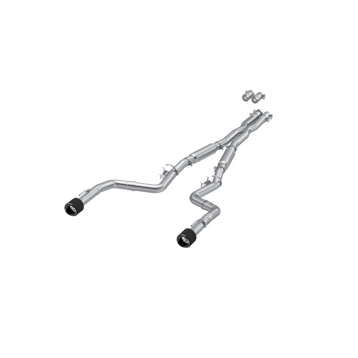 Armor Pro Cat Back Exhaust System; Fits w/Active Exhaust Valves; 3 in.; T304 Stainless Steel; Dual Rear; Street Profile; 5 in. Dual Carbon Fiber Tips; product image