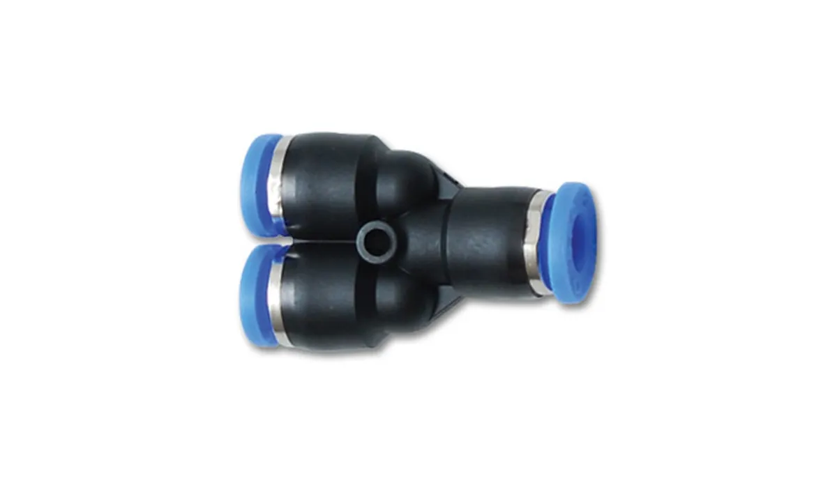 Y Vacuum Fitting; Union; For 0.25 in. OD Tubing; 150 PSI Maximum Operating Pressure; Plastic; product image