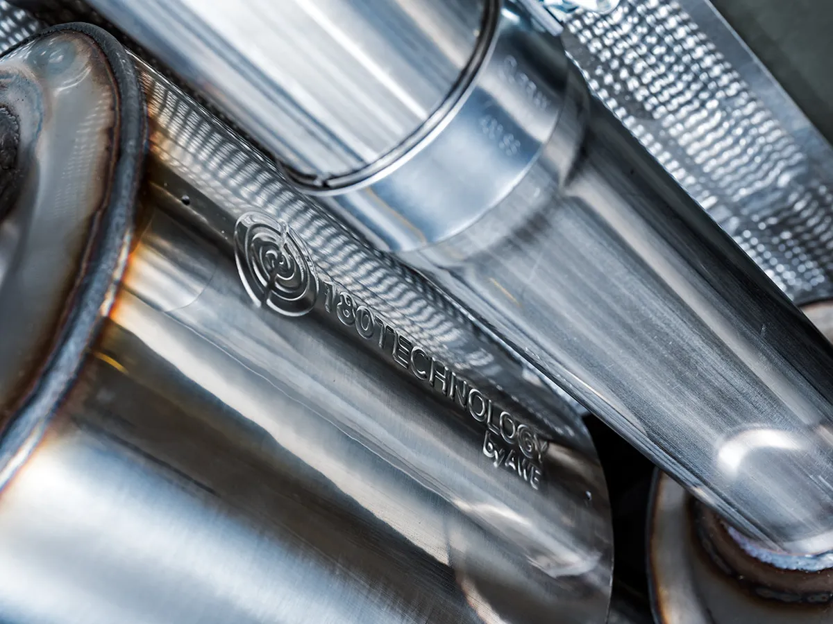 AWE 0FG Catback Split Rear Exit Exhaust for 4th Gen Silverado/Sierra 1500 6.2L (with bumper cutouts) - Quad Chrome Silver Tips product image