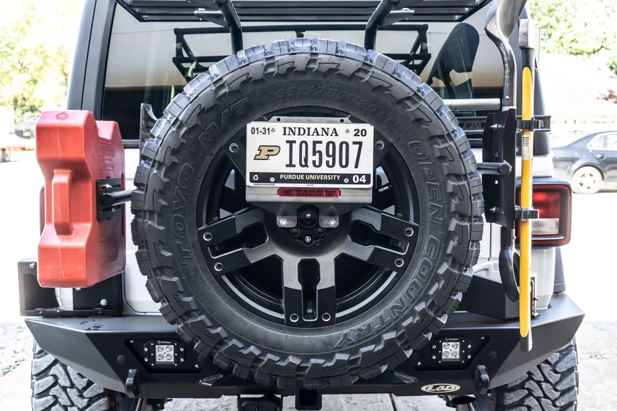 JL Destroyer Spare Tire License Plate Relocation Kit (Black Powder Coated) product image