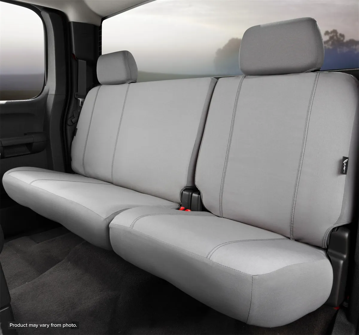 Seat Protector™ Custom Seat Cover; Poly-Cotton; Gray; Split Seat 40/60; Adjustable Headrests; Center Seat Belt; Fold Flat Backrest; product image