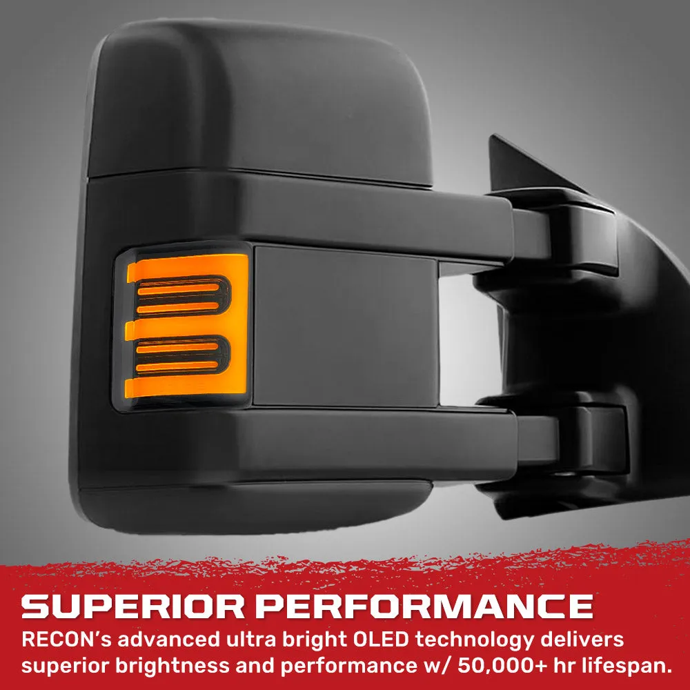Ford 08-16 F250f350 Superduty Side Mirror Lenses 2-Piece Set w Ultra High-Power Amber Oled Running Lights Ultra High-Power Amber Scanning Oled Turn Signals - Smoked Lens product image