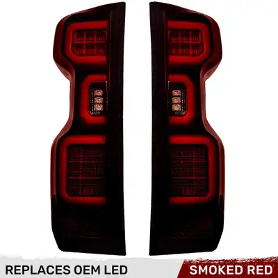 Recon Accessories Chevy Silverado 19-20 1500 And 20-21 25003500 Replaces Factory OEM LED Tail Lights Only Oled Tail Lights - Red Smoked Lens