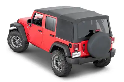 MasterTop Mesh Trail Screens 2010-2018 4 Dr JKU Wrangler with Factory Original or MasterTop Soft Top 3 Piece Kit Black Mesh MasterTop