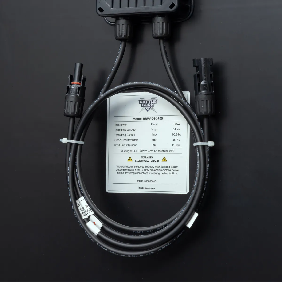 Battle Born Elite 375w 24v Rigid Solar Panel (Blackout Edition) product image