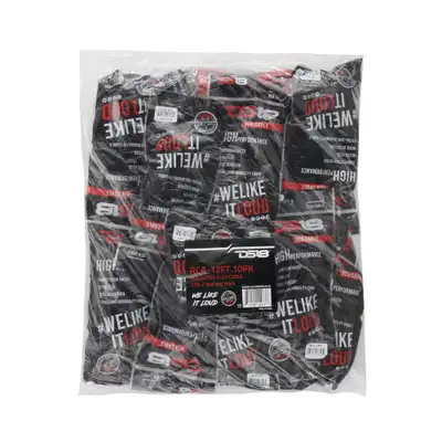 DS18 12 ft Ultra Flex 100% OFC RCA Cable Wire – 10-Pack